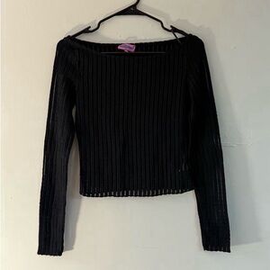 Edikted Black Ribbed Long Sleeve Top